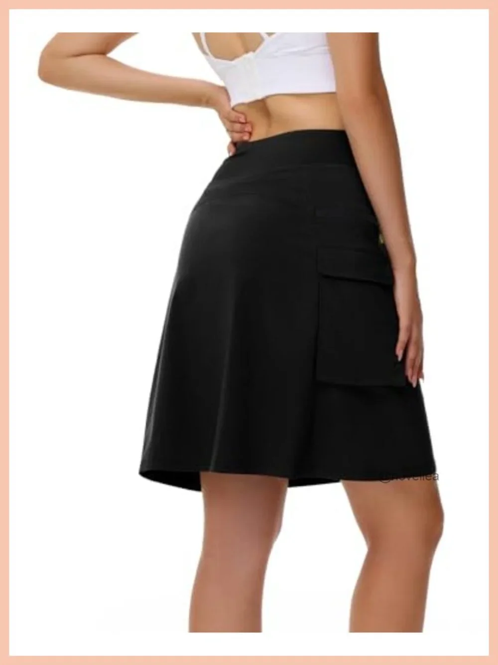 Quick-Dry Cargo Skort with 5 Pockets High Waisted Golf Tennis Athletic Skirt